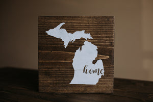 Michigan With Home Cutout - Wood Sign
