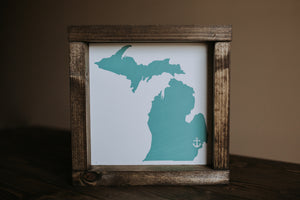 Michigan With Anchor - Wood Sign