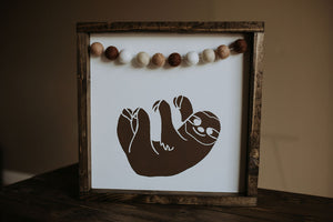Sloth With Garland - Wood Sign
