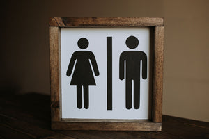 Restroom - Wood Sign