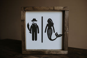 Restroom (Pirate & Mermaid) - Wood Sign
