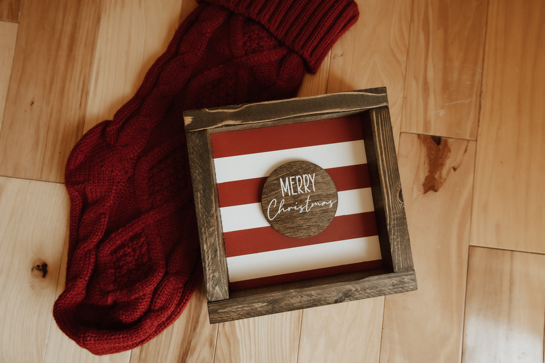 Merry Christmas Striped - Wood Sign