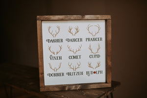 Reindeer Antlers - Wood Sign