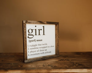 Girl Definition - Wood Sign
